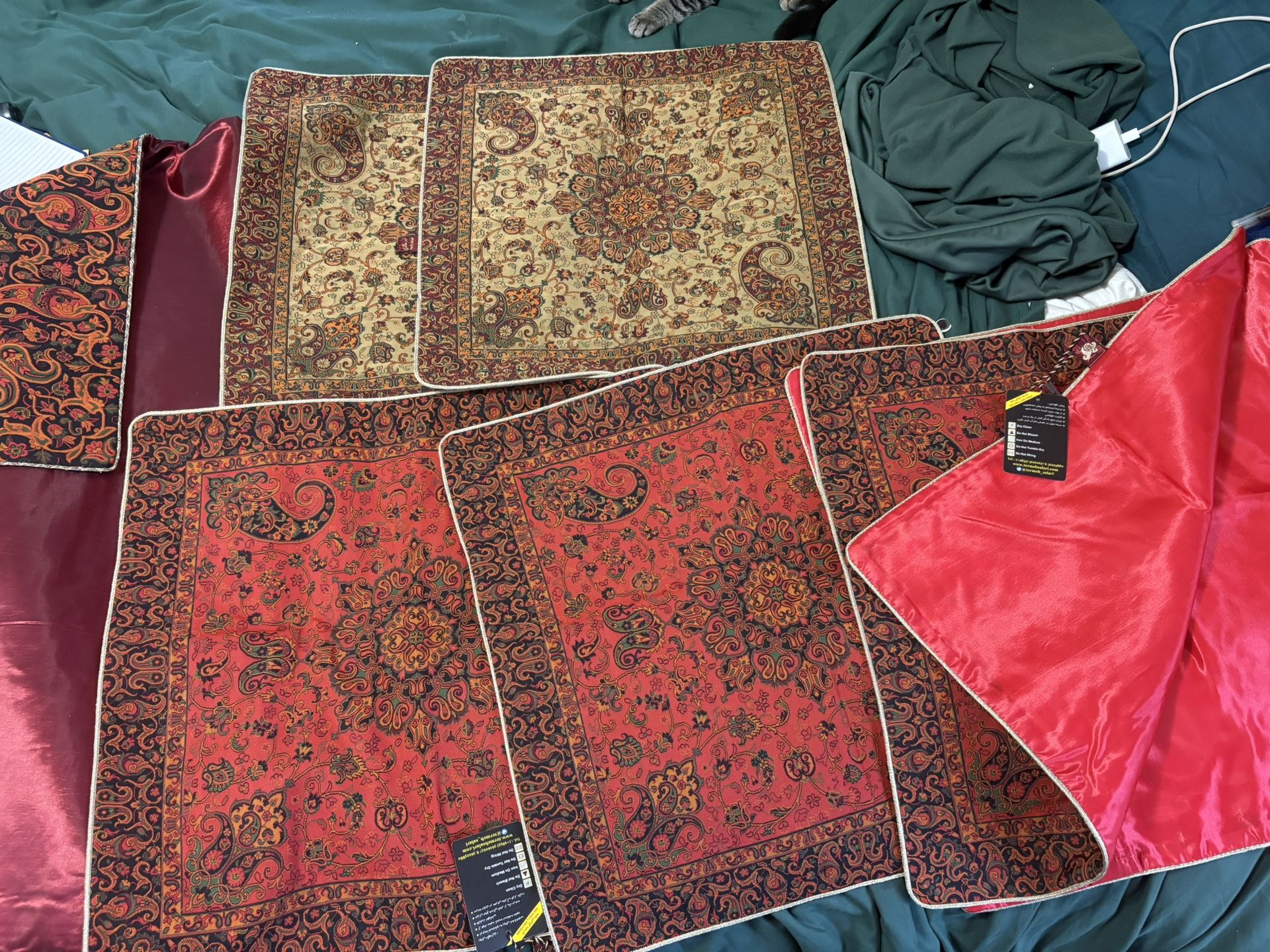 Termeh Pillows Cases And Tablecloth , Turkmen 2x4 Handwoven Rug