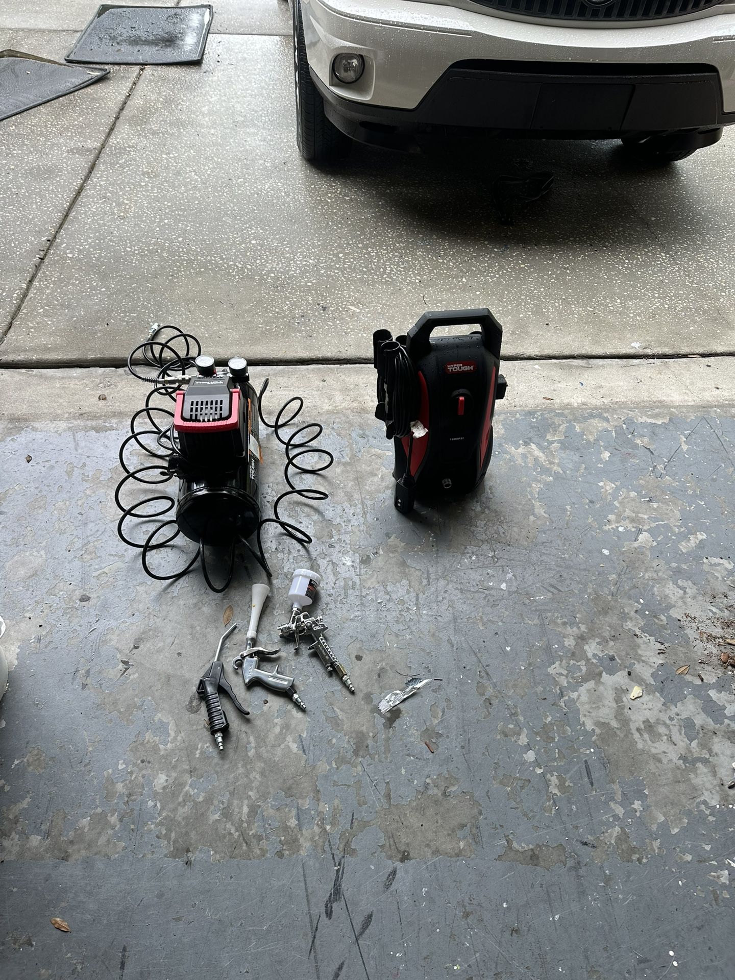 Hyper tough Air compressor And Pressure Washer +attatchments