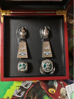 Philadelphia Eagles Championship Ring and Trophy Set