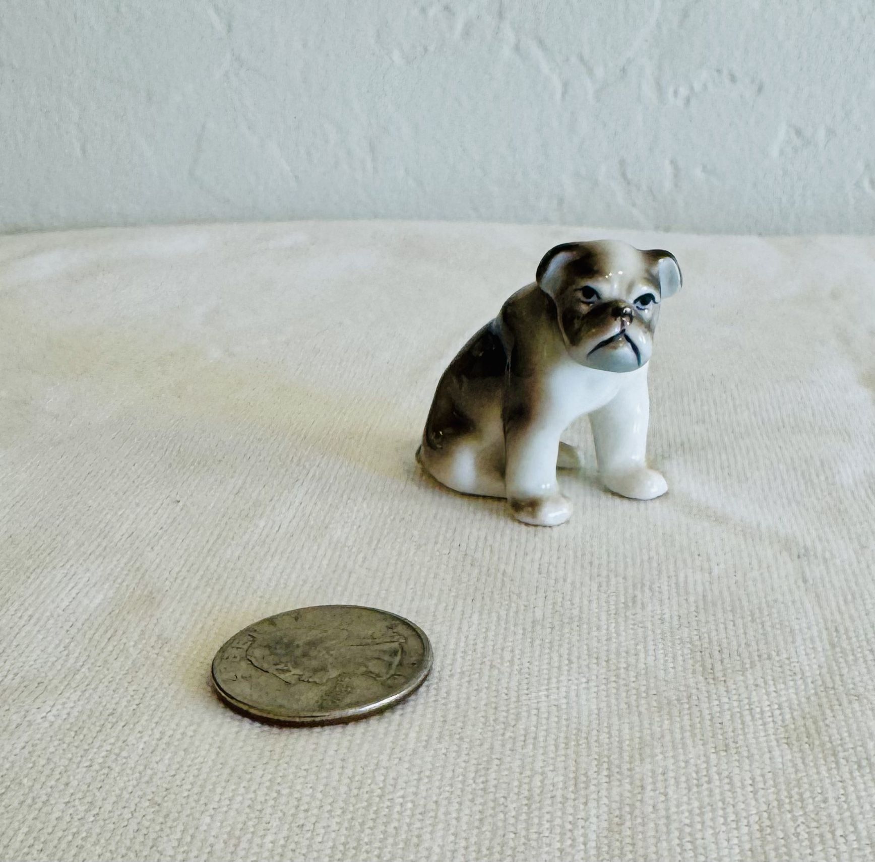 Vintage bone china miniature bulldog figurine