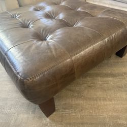 Pottery Barn Brown Leather Ottoman