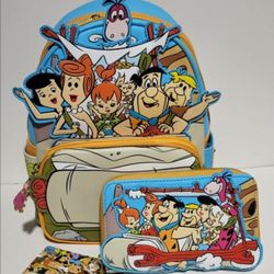 Loungefly Flintstones Flintmobile Backpack And Wallet Included ((2023)) VERY RARE NEW WITH TAGS. .. 