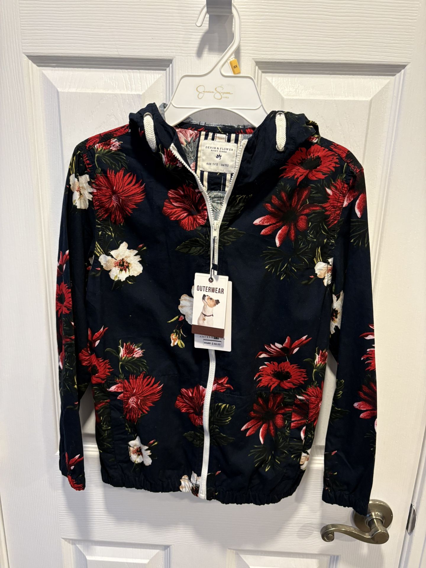 Brand New Ricky Singh Denim & Flower Girls Jacket youth Size 11/12 kids clothes - Simi Valley