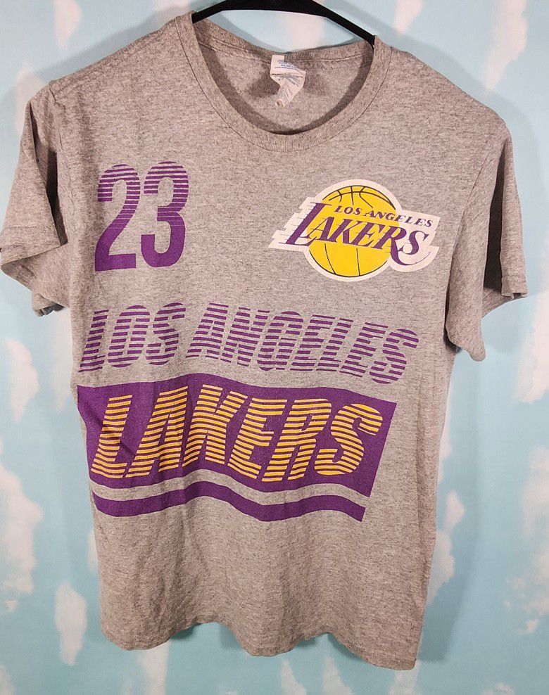 Los Angeles Lakers Lebron James #23 T Shirt Double Sided Graphic Print Mens Med