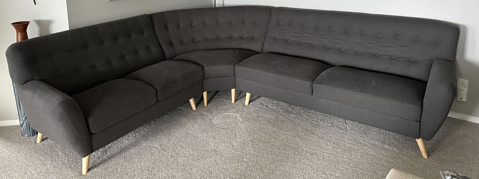 Modern Grey Section Full Size Sofa Couch Gray Full size