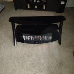 Black Glass Shelf TV Stand 