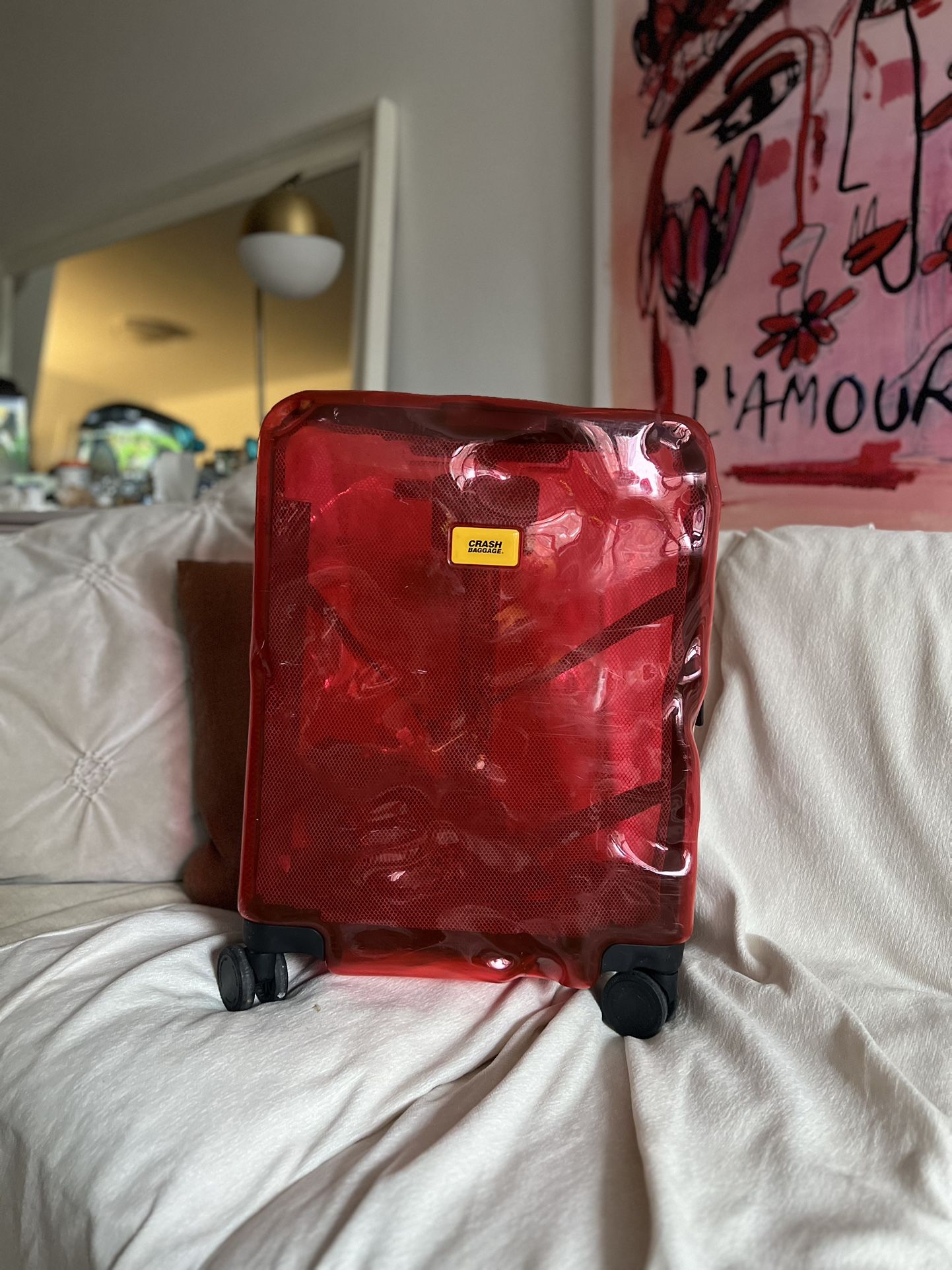 Crash Baggage Carry On Transparent Red Rolling Case for Sale in New York, NY OfferUp