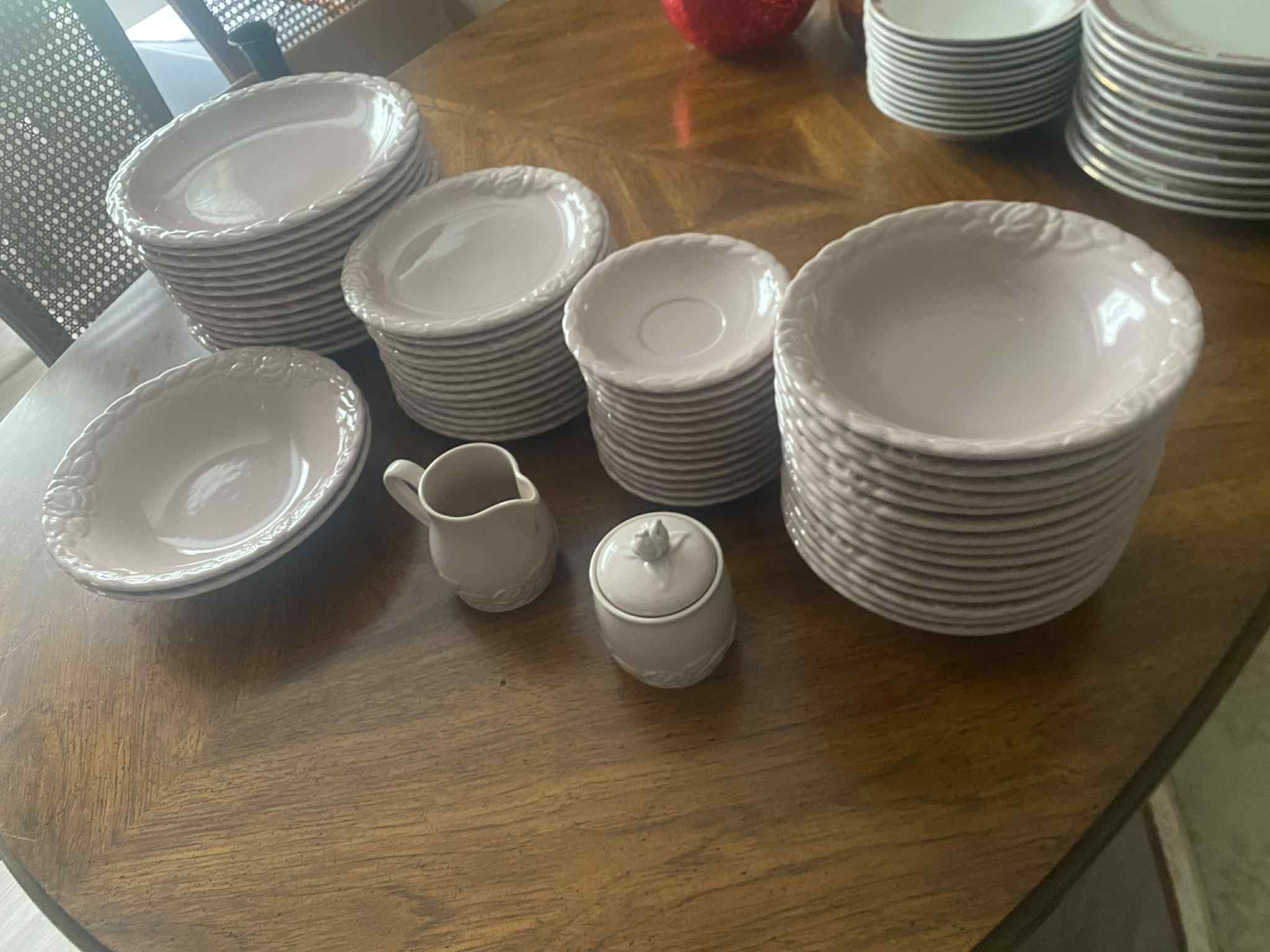 Vintage Christian Dior Ceramic French Country Raspberry Pink Rose Dinner Set