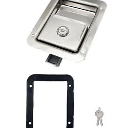 Ycsmyyds 1 Pack Stainless Door Lock Heavy Duty Flush Mount Handle Latch For Trailer Toolbox RV Handle Latch With Gasket Keys