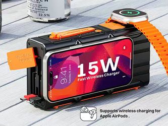 标题:32400mAh Multifunction Power Bank with Hand Crank Generator, Fast Charging Portable Charger with LED Emergency Light
