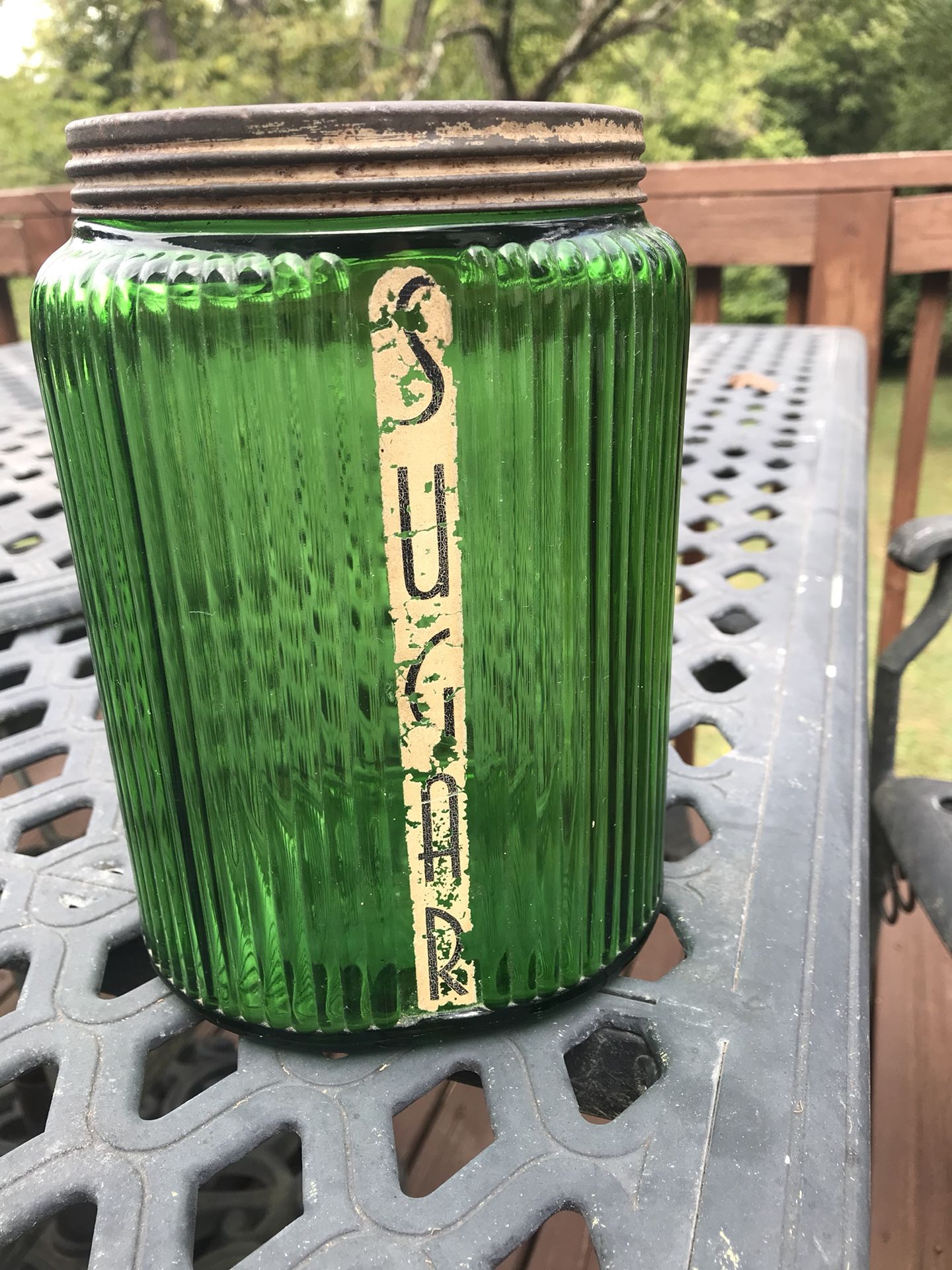 Antique Hoosier sugar jar w/lid