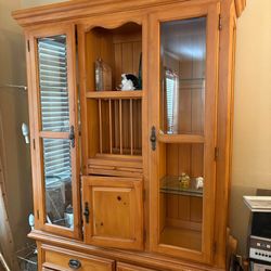 Free Beautiful China cabinet wood and glass, can be separated into 2 for moving