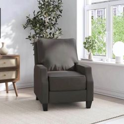 Pushback Recliner, Living Room Chair, Charcoal faux leather