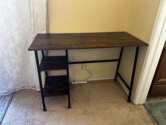 Brown Desk with Side Shelves