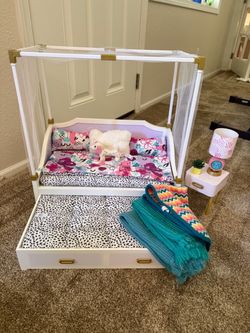American Girl Doll Canopy Bed with Trundle