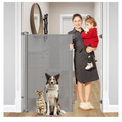 48 Inch Extra Tall Dog Gate, Extends to 55" Wide, Extra Tall Retractable Baby Gate