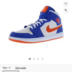 Nike Shoes Air Jordan 1 Mid, Orange White and Blue