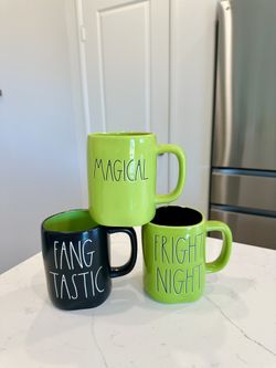 Rae Dunn Green Halloween Mug Set