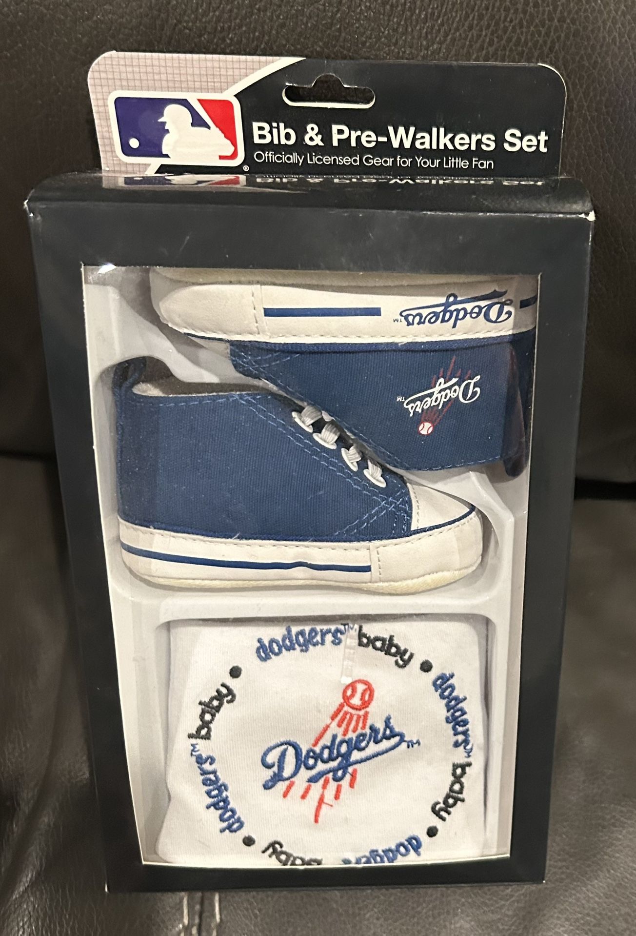 Brand New - Never Opened - Dodgers Bib & Pre-Walkers