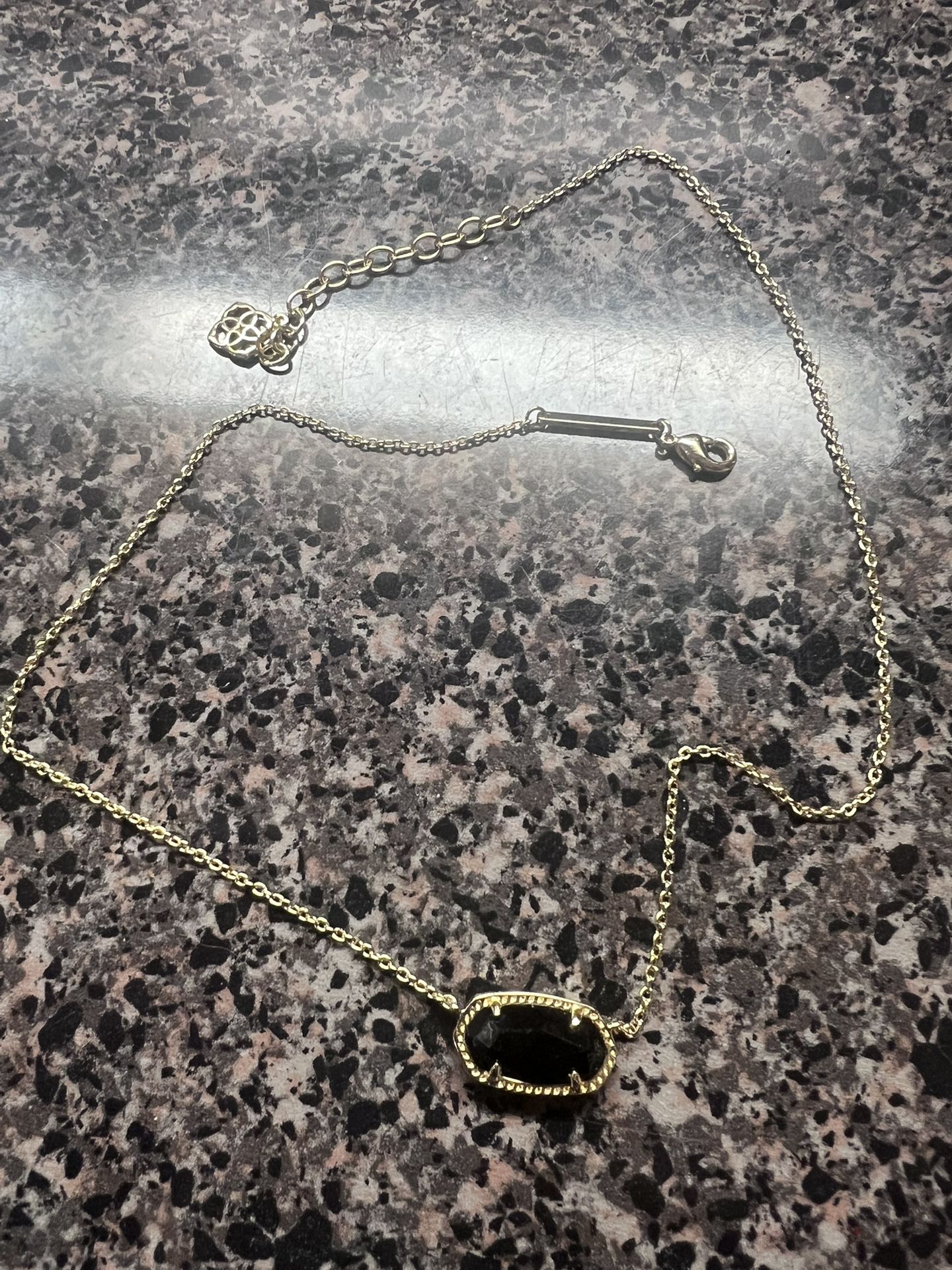 Kendra Scott Gold Pendant Necklace in Black Opaque Glass