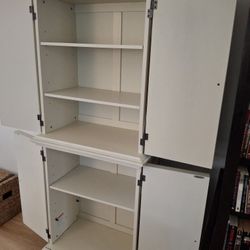 Large Storage Cabinet / Pantry - Distressed White Farmhouse Style! 