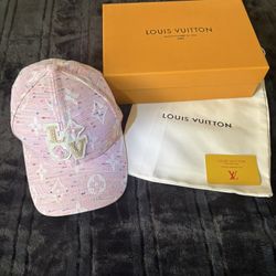 Louis Vuitton LV  Initials Monogram Adjustable Pink Pearled Cap