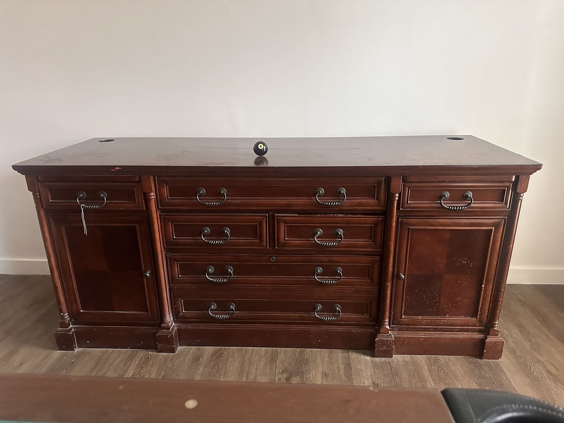 Large Solid Wood Media Console with media hookups