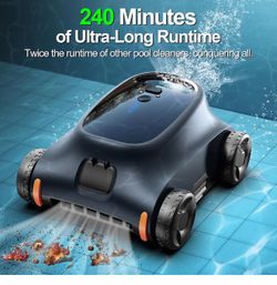 Cordless Robotic Pool Cleaner for Inground & Above Ground Pools - 130 Min Runtime Powerful Suction Self-Parking Smart Navigation Wall Climbing Deep Sc
