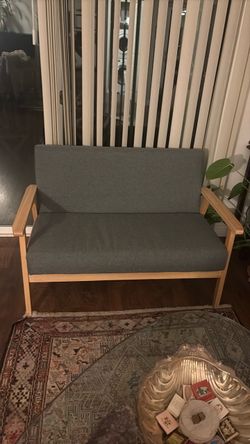 Mid-Century Wood Frame Loveseat