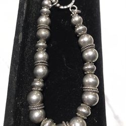 Vintage Sterling Silver 925 Bead Link Bracelet 