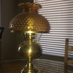Antique brass lamps same size 3 different shades