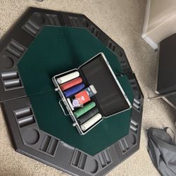 Poker Table Top with Carry Case - 48-inch Foldable Card Mat for Texas Hold’em, Blackjack, and More - Seats up to 8 Players by Trademark Poker (Green) 