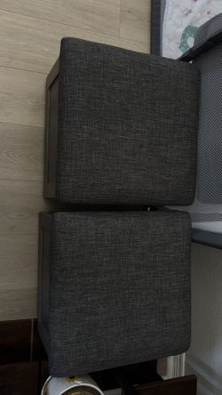Dark Gray Coffee Table with 4 Rolling Ottoman Seats