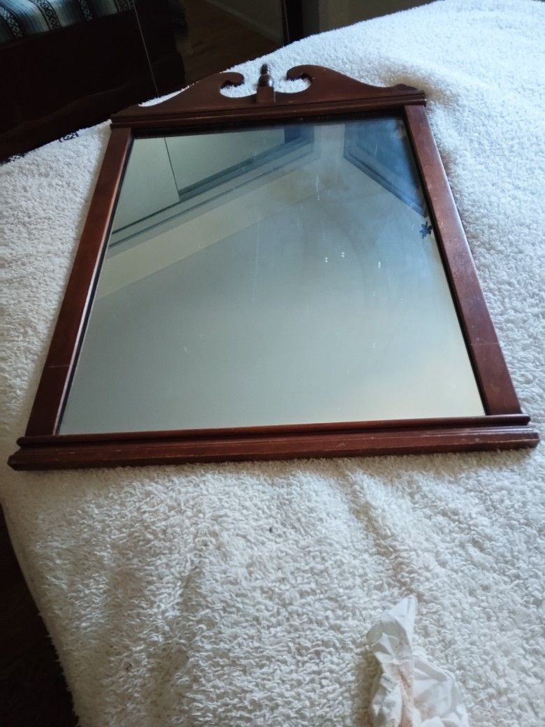 Vintage Dresser Mirror, with Scroll Work At Top.