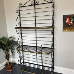 Antique Brass & Iron Bakers Plant Rack Storage Sideboard 