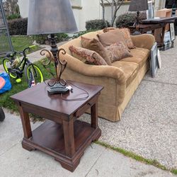 Couch, 2 End Tables, Two Lamps