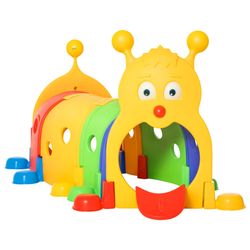 Qaba Caterpillar Play Tunnel, Crawl & Climb Through, Indoor/Outdoor, Multicolored