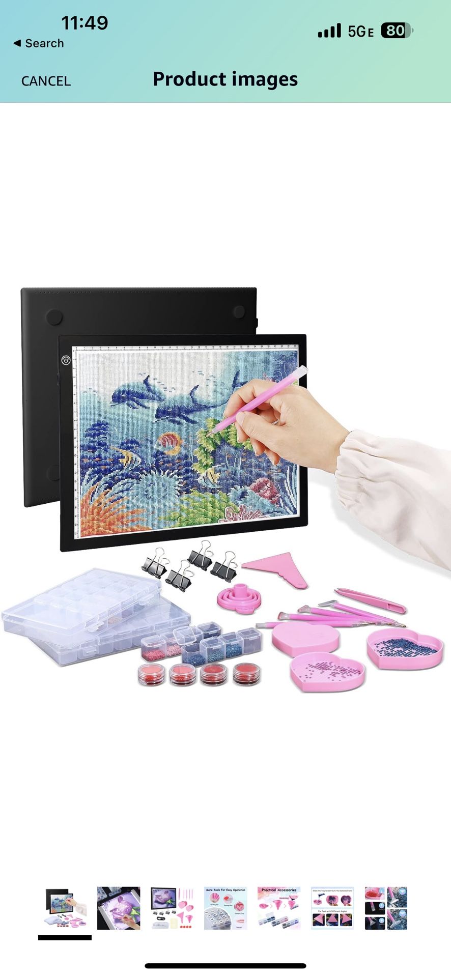 RTjoy A4 LED Light Pad for Diamond Painting Kits, USB Powered Light Board, Adjustable Brightness Trace Light Box with Diamond Painting Accessories for