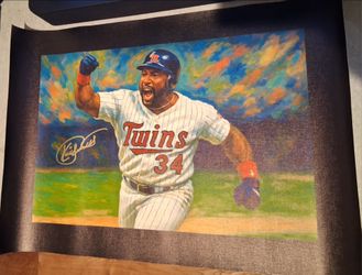Kirby Puckett Twins Autographed WS HR 12x18 Canvas