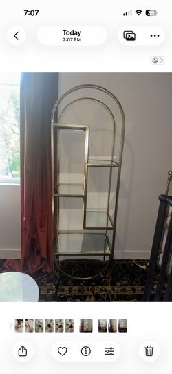 Modern Gold Arched Mirrored Display Shelf | Bookcase | Plant Stand