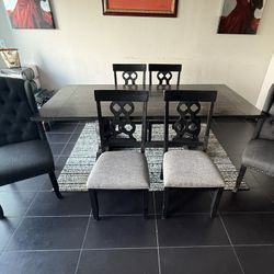 Dining Table Set For A Big Family Solid Wood With 6 Chairs 