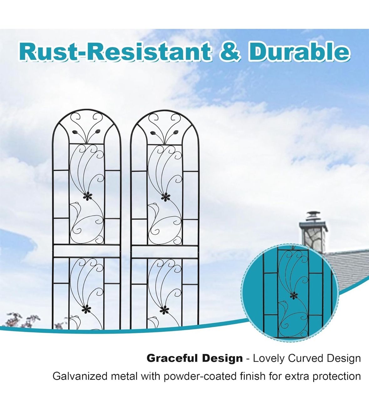 2 Pack 87 x 20 Inch Garden Trellis, Metal Trellis for Climbing Plants Outdoor, Rustproof Plant Supports for Outdoor Plants, Roses, Vines, Flowers and