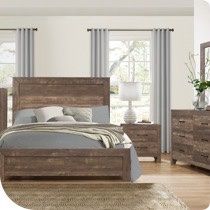 4 PIECE QUEEN SIZE BEDROOM SET BED DRESSER MIRROR NIGHTSTAND