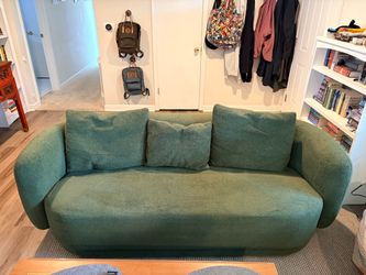Forrest green boucle couch