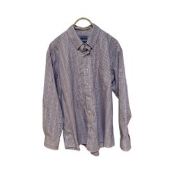 Men's XL Sero by Forsyth No-Iron Tailored Fit Blue and White Plaid Shirt