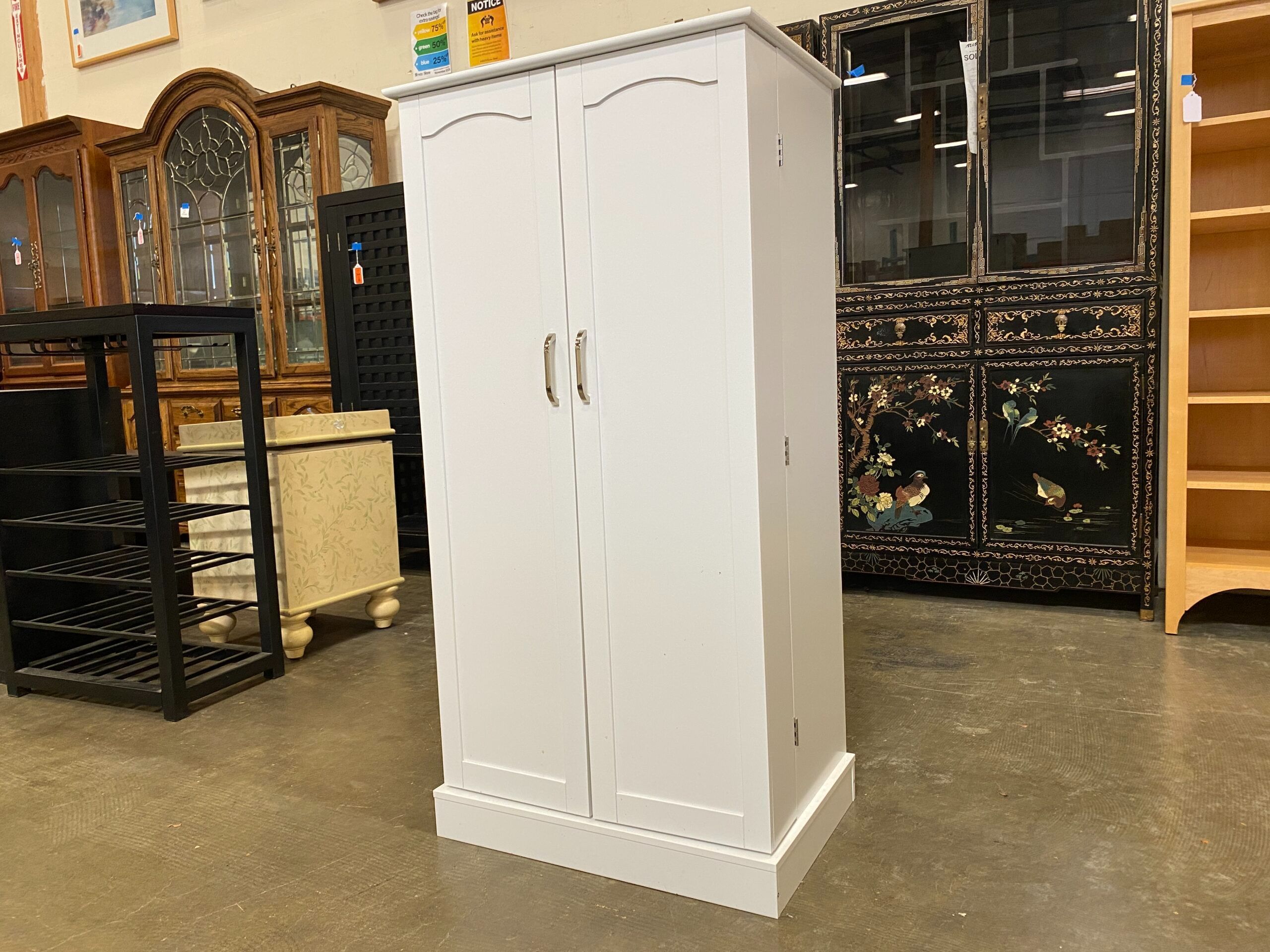 White 2 Door Storage Cabinet with Adjustable Shelves