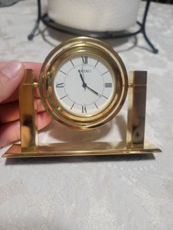 Vintage Solid Brass Seiko Desk Clock Fully Rotating Clock