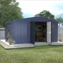 10 ft. W x 12 ft. D Outdoor Metal Storage Shed in Gray (120 sq. ft.)