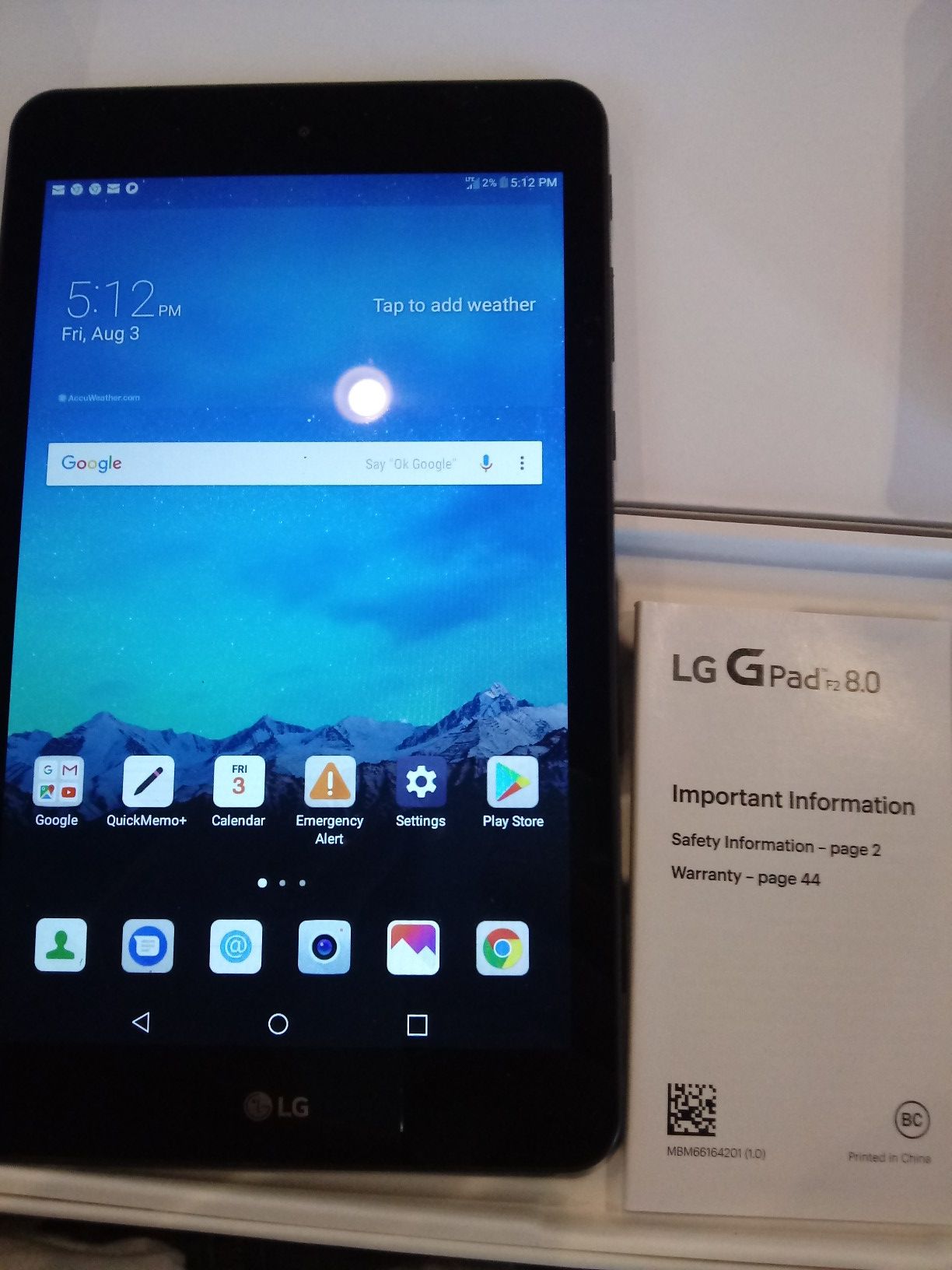LG G PAD F2 8.0 MODEL LGLK460 TAB