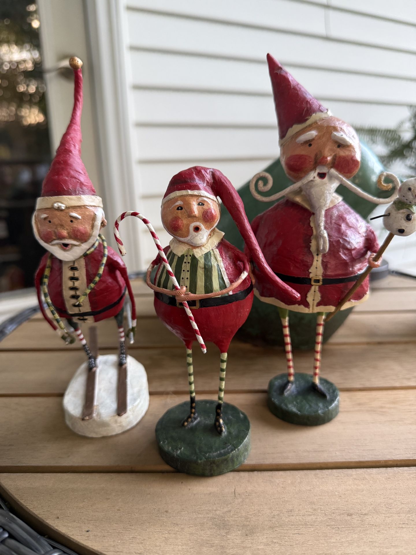 3 Vintage Lori Mitchell Santa Figurines - Retired